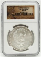 2009P LINCOLN SILVER COMMEM NGC MS69