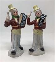 Pair of Porcelain Clown Drummers