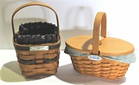 2 Longaberger Baskets w/ Cloth Liners