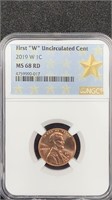 2019-W "1st W" Lincoln Cent NGC MS69 RED