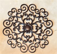 Ornate Wall Plaque Decor above Hutch