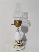 Vintage Electrified Milk Glass Oil Lamp
