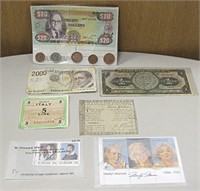 Various Currency Notes & International Stamps