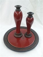 Partylite candlestick and platter set