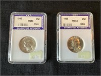 2 1956 25 cent Graded Silver Coins