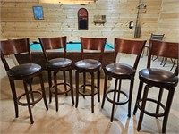 5) SWIVEL BAR STOOLS WITH BACKS