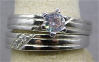 Sterling Silver CZ bridal set, size 7.