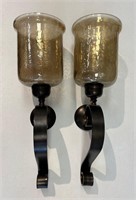 2 Beautiful Tuscany Glass and Metal Wall Sconces