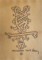 Keith Haring Marker Drawing / Signed Estate Stamp