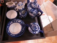 Blue and white doll china tea set