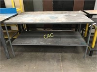 6'x2.5'x4' 2tier Metal and Plywood Work Table