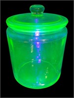 Uranium Glass apothecary lidded canister jar