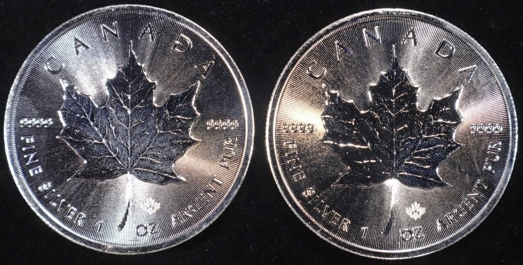 (2) 1 OZ .999 SILVER 2019 CANADIAN MAPLE ROUNDS