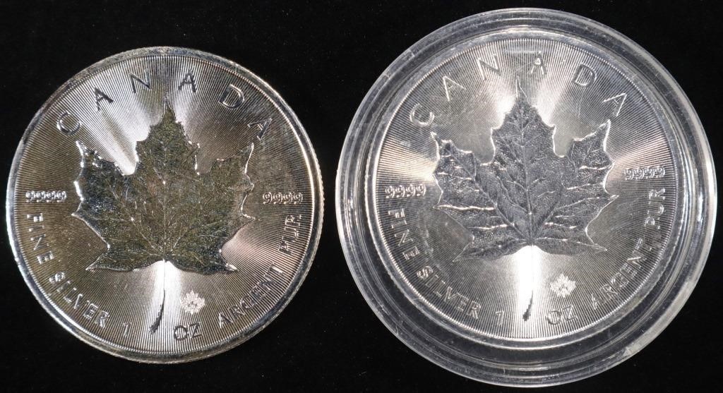 (2) 1 OZ .999 SILVER 2020 CANADIAN MAPLE ROUNDS