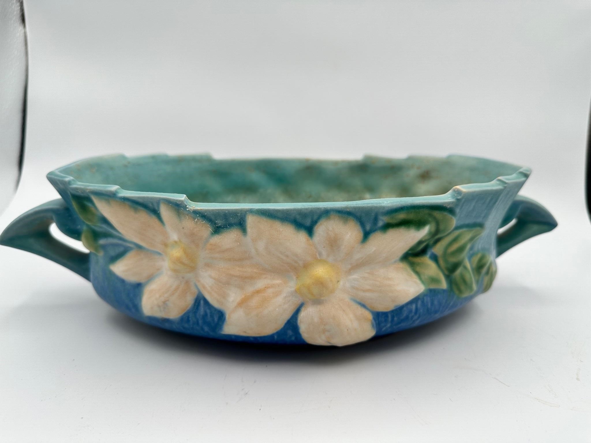 Vintage Roseville Clematis Double Handled Bowl