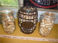 Glass Canister Jars & Wire Wine Cork "Barrel"