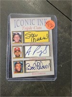 Facsimile Iconic Ink Musial, Pugols, Gibson Card