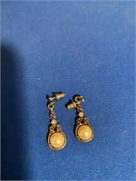 Vintage Rhinestone and Pearl Pierced Earrings