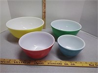 4 Pyrex Colored Bowls