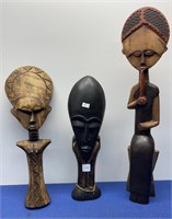 Vintage Wood Carved Sculptures, 3 Pcs , 23” , 18”