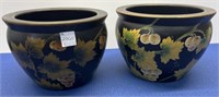 Hand Painted Gardening Pots 2 Pcs 6.5” h x 8.5” w