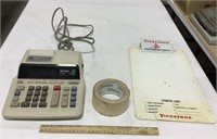 Sharp electric calculator w/ tape and Firestone