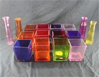 Colorful Glass Cube Vases & Flower Vases