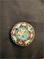 1940's Italian Gold Toned Micro Mosaic Brooch
