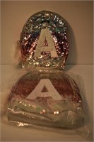 JUSTICE SPARKLY BACKPACK LETTER A LOT OF 2