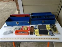 Lot of 2 Blue tool boxes and contents