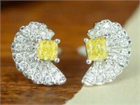 0.46ct Yellow Diamond Drop Earrings 18K Gold