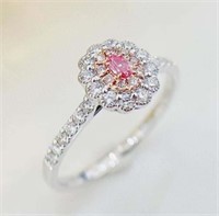 Natural Pink Diamond Ring 18K Gold