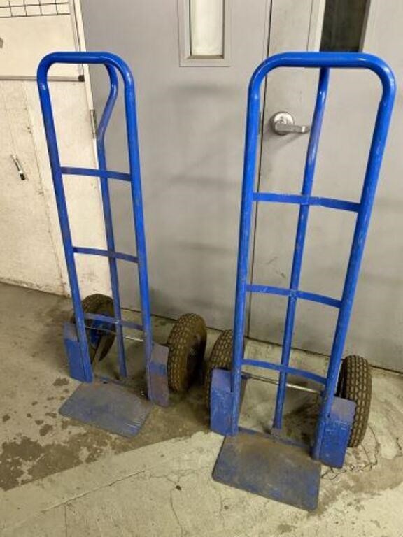 Qty (2) Blue Hand Cart Dollies (Bad Tires)