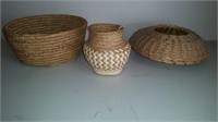 Three Hand Woven Native Baskets