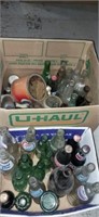 Lot with variety of glass bottles