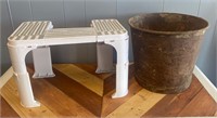 Adjustable Undersink Organizer & Vintage Bucket