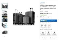 W5439  Zimtown 4pc Luggage Set, Dark Gray