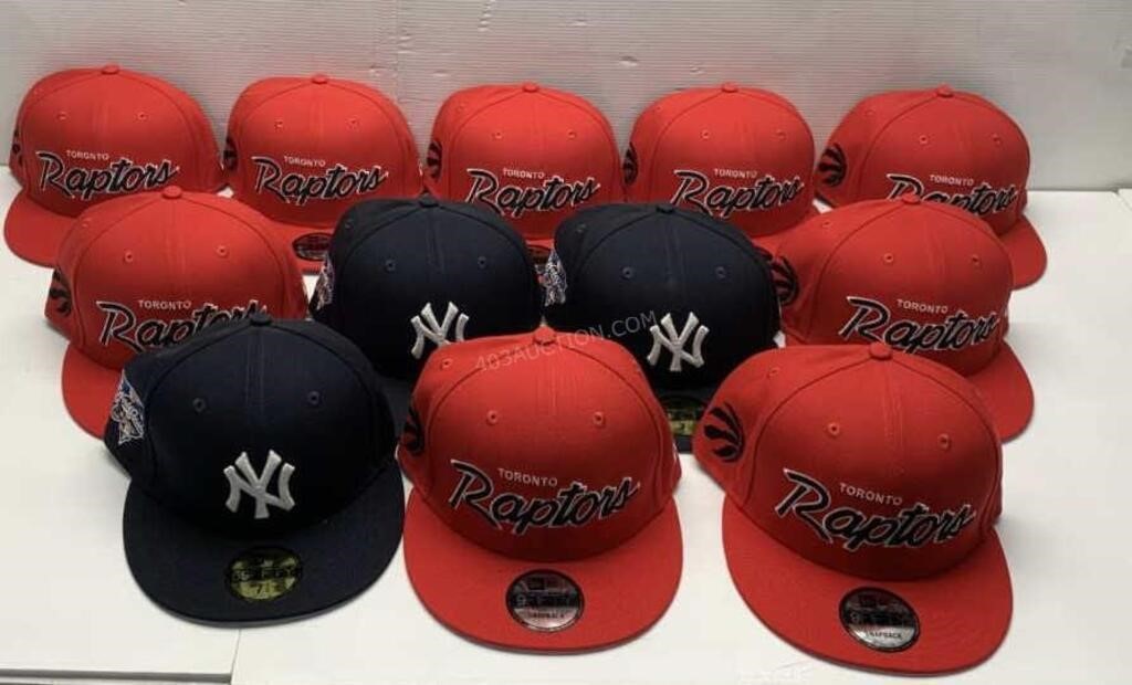 Lot of 12 New York Yankees/Raptors Hats - NEW $540