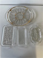 4 Crystal Assorted Serving Dishes