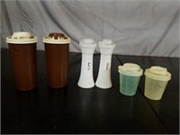 (3) Sets Of Tupperware Salt & Pepper Shakers