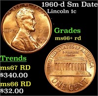 1960-d Sm Date Lincoln Cent 1c Grades GEM++ RD