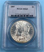 1887 Morgan silver dollar MS63 by PCGS       (33)