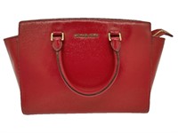 MK Red Leather Satchel Bag