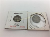 US 1913 Barber Dime & 1910 Liberty Head Nickel