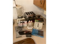 Assorted Kitchen Supply, Knives, Scale, Toaster &