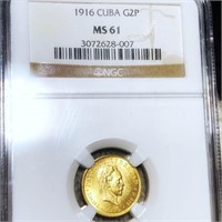 1916 Cuban Gold 2 Pesos NGC - MS61