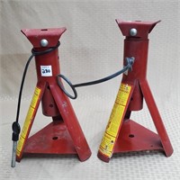 Pair of 2 Red Hydraulic Jack Stands