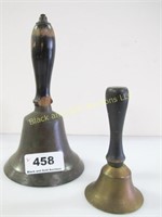 Two brass bells, both damaged