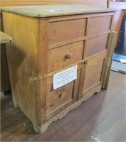 Primitive walnut lift top commode