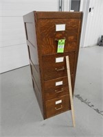 Antique wooden 4 drawer filing cabinet; approx. 17